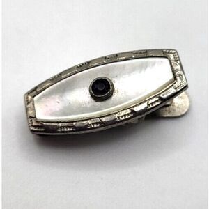 Victorian Abalone and Jet Collar Clip 1in